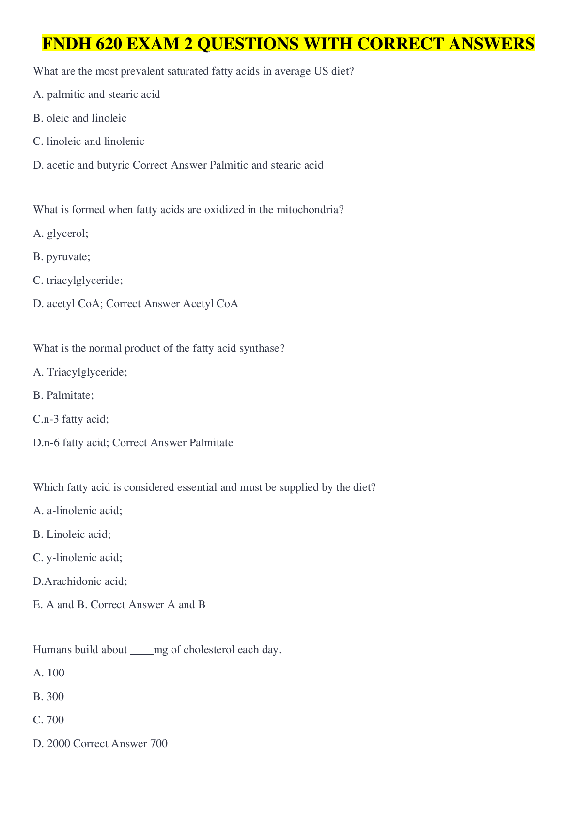 Preview image for FNDH 620 EXAM 2 QUESTIONS WITH CORRECT ANSWERS